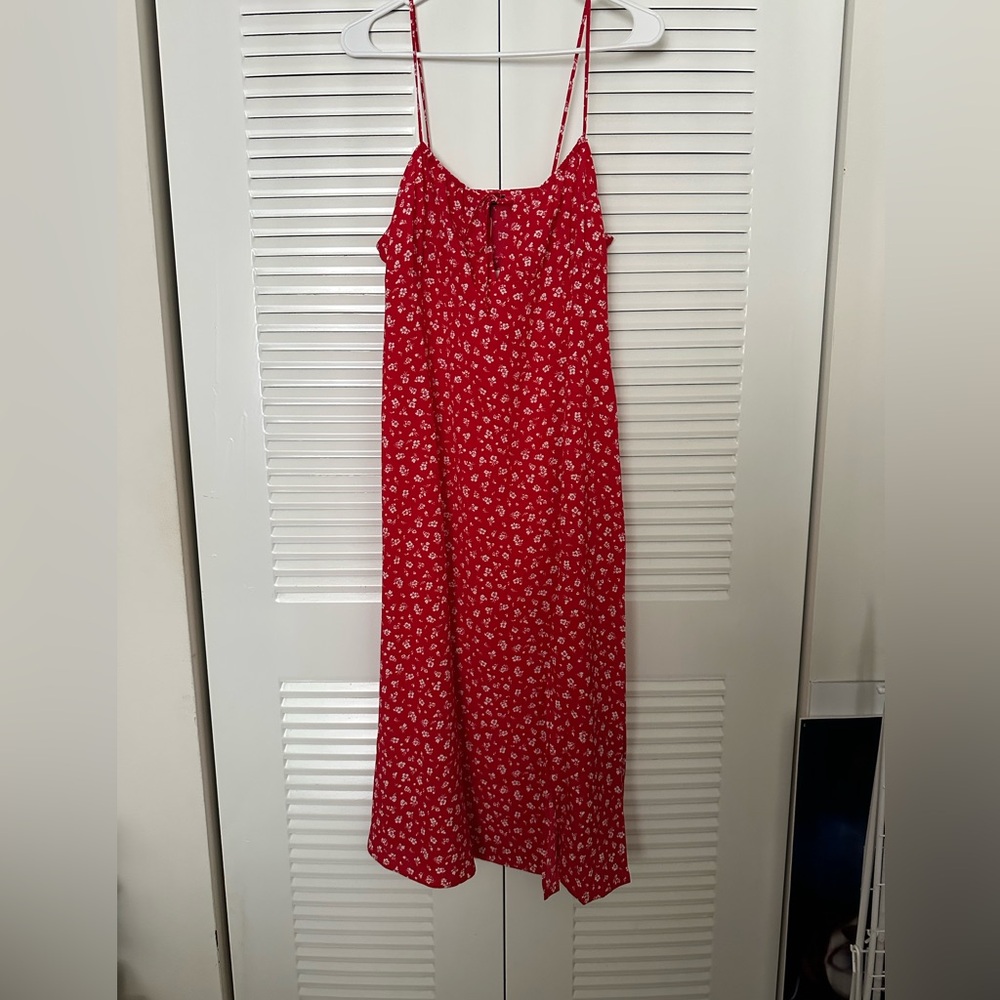 Mojo strap lot midi dress with slit